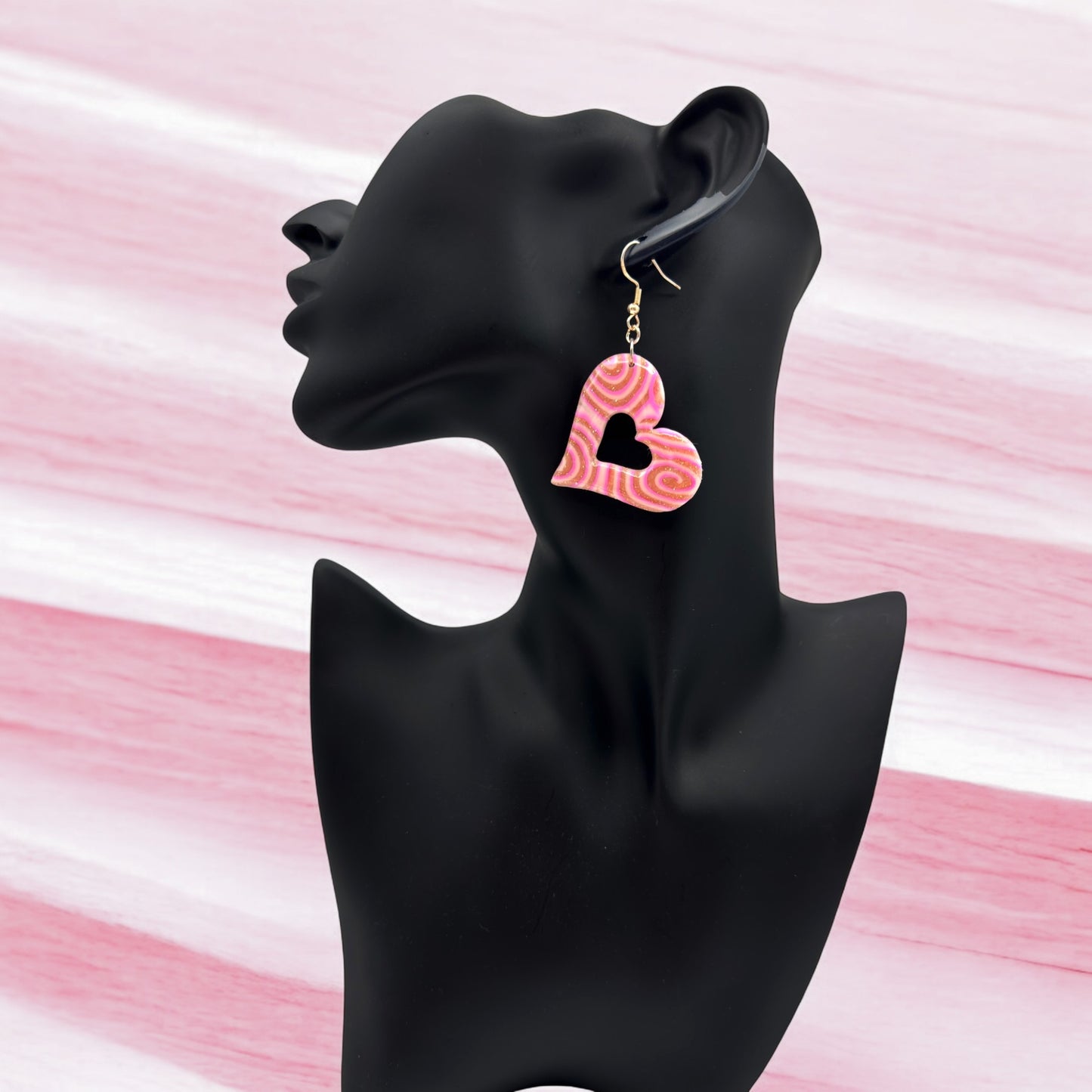 Made With Love Pink Fizz Collection Large Sleepy Hearts Hook Earrings