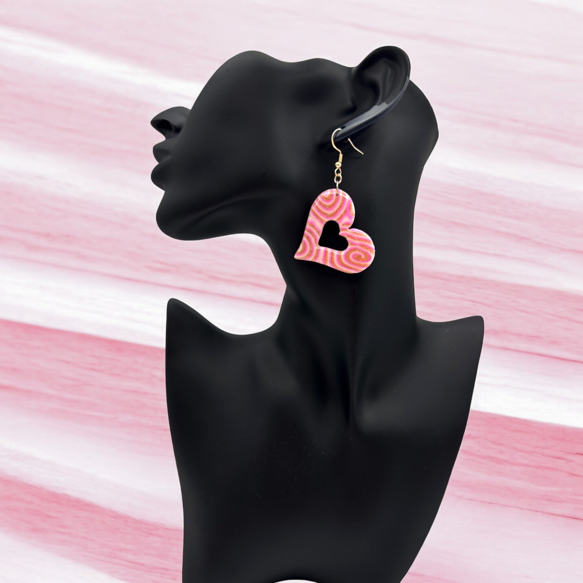 Made With Love Pink Fizz Collection Large Sleepy Hearts Hook Earrings