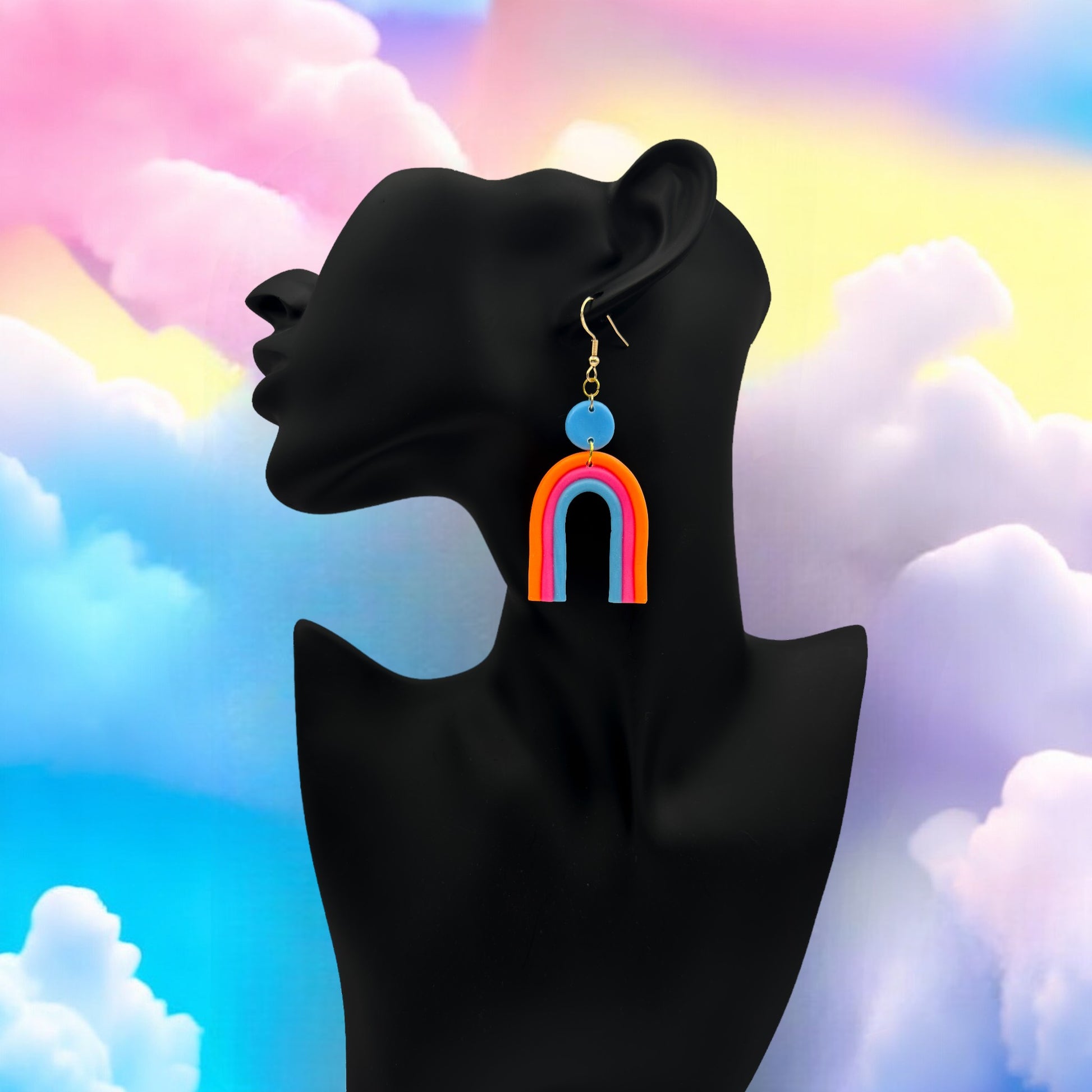 Made With Love Over The Neon Rainbow Collection Large Orange Pink Blue Earrings