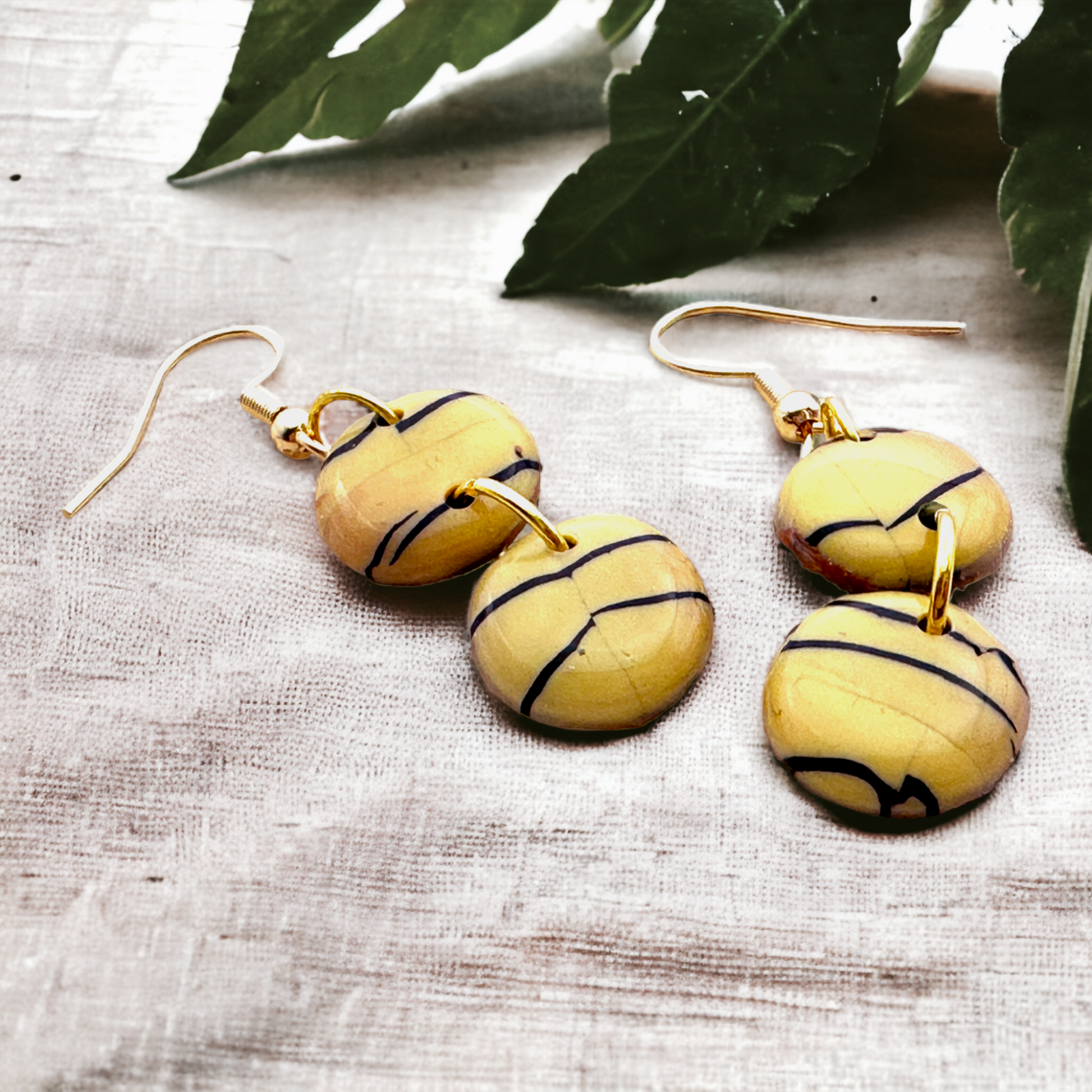These Pretty Things Bijoux Tiger Collection Medium Double Circle Drop Hook Earrings