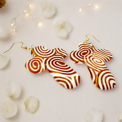 These Pretty Things Aurum Helix Collection Extra Large Chunky Cross Hook Earrings