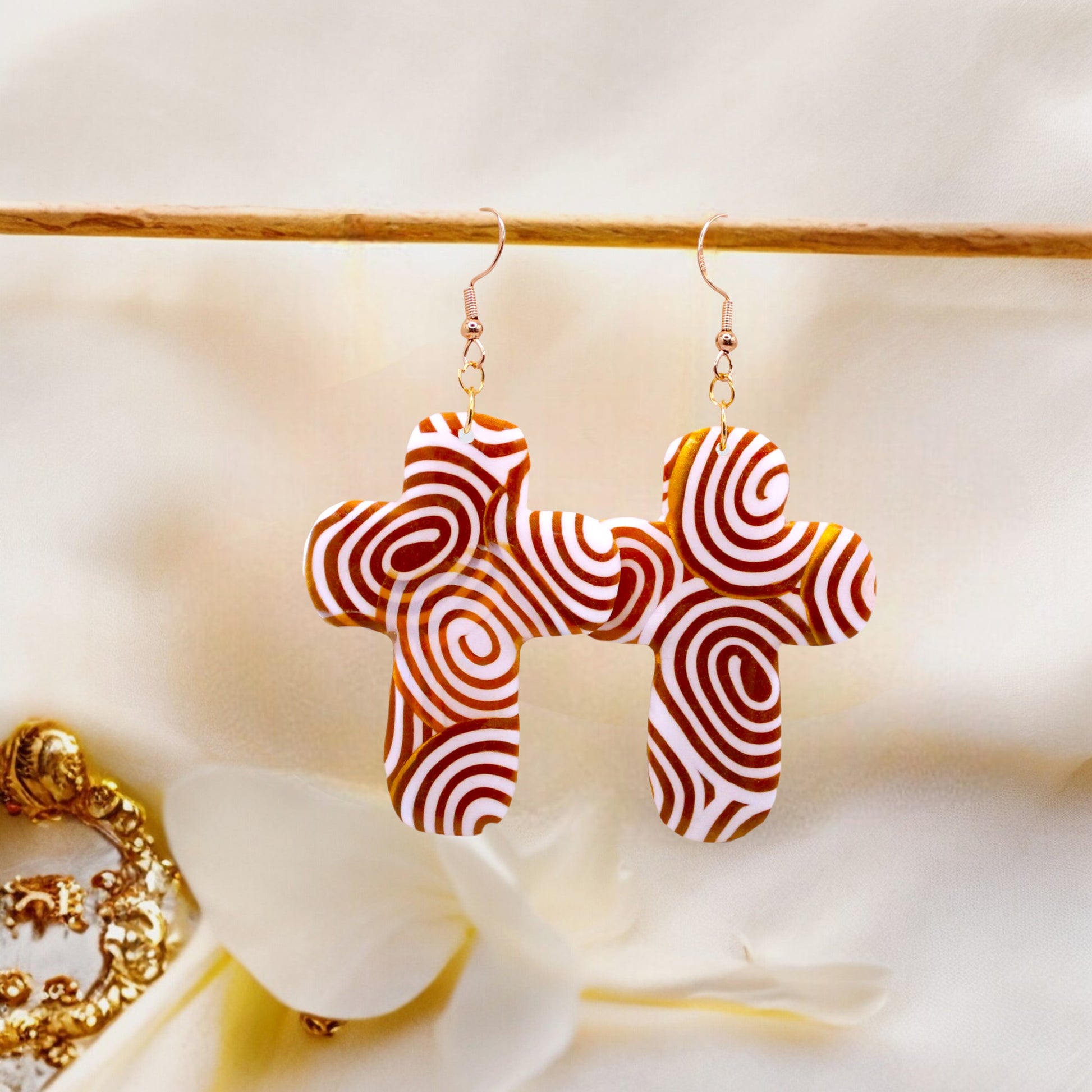 These Pretty Things Aurum Helix Collection Extra Large Chunky Cross Hook Earrings