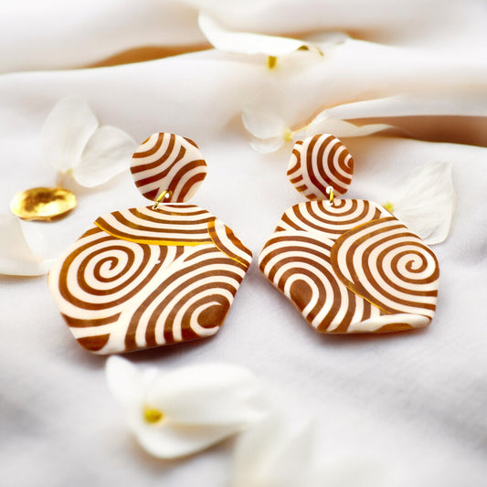 These Pretty Things Aurum Helix Collection Large Hexagon Post Earrings