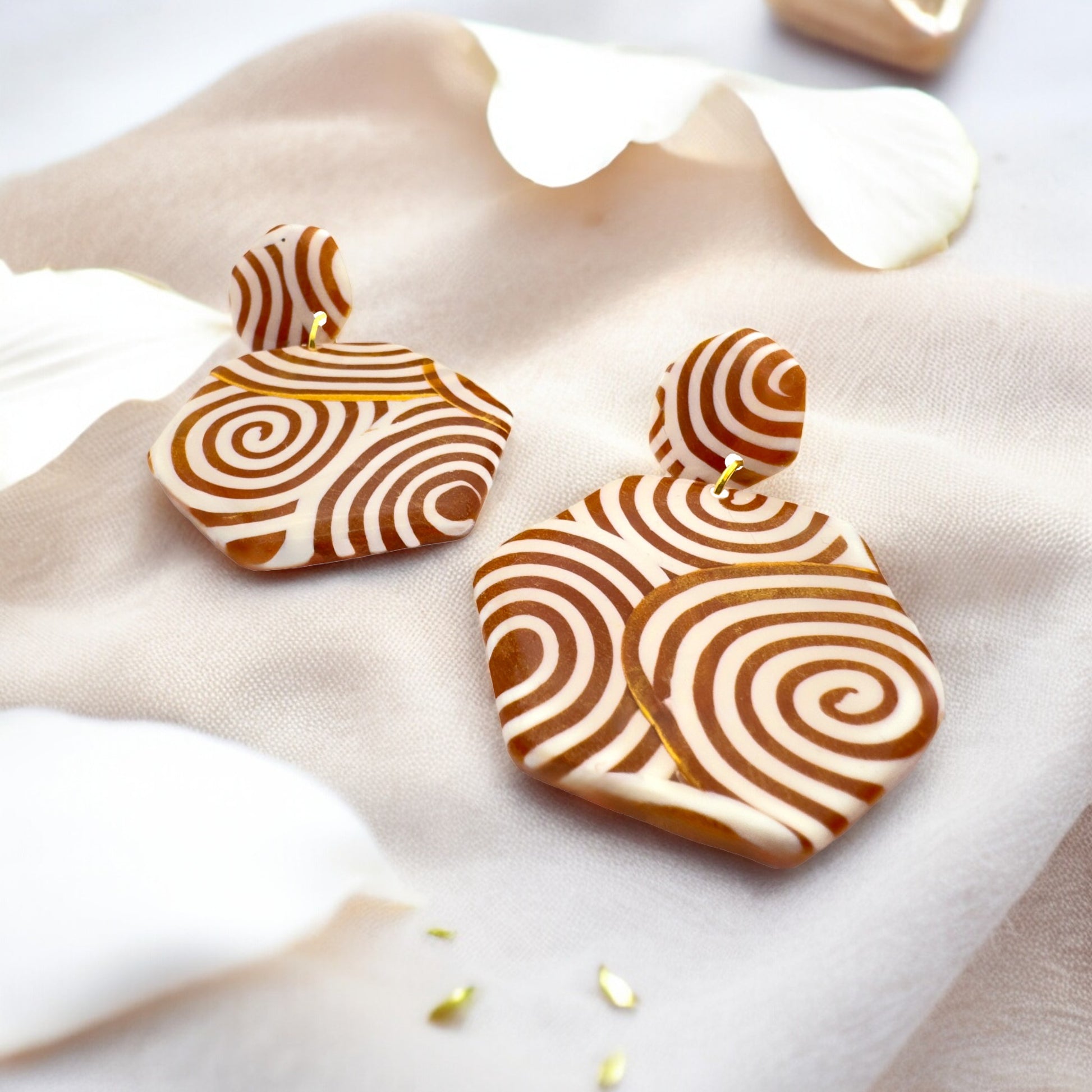 These Pretty Things Aurum Helix Collection Large Hexagon Post Earrings