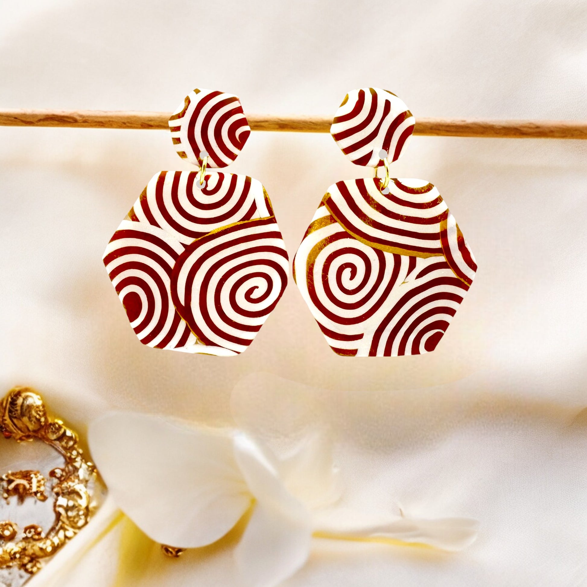 These Pretty Things Aurum Helix Collection Large Hexagon Post Earrings