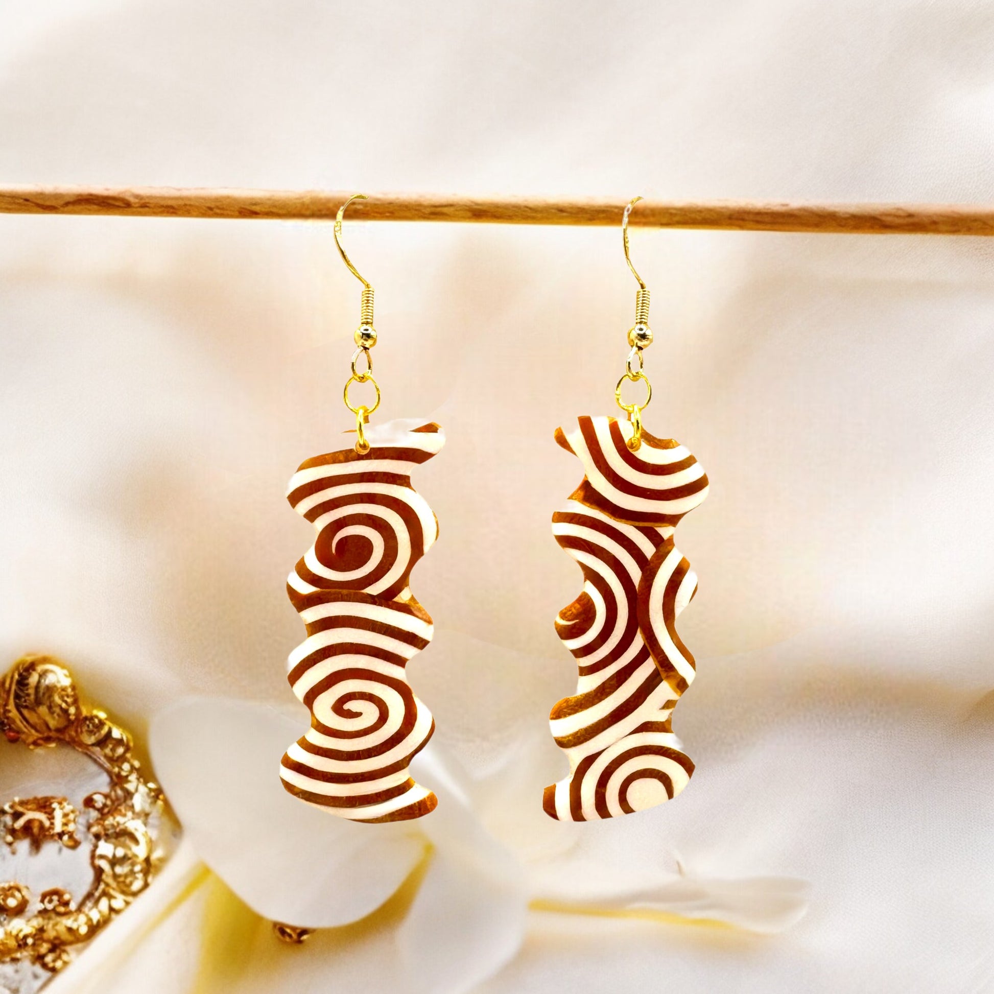 These Pretty Things Aurum Helix Collection Large Squiggly Oblong Hook Earrings