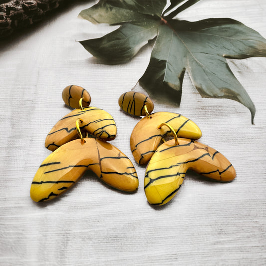 These Pretty Things Bijoux Tiger Collection Large 3 Tier Post Earrings