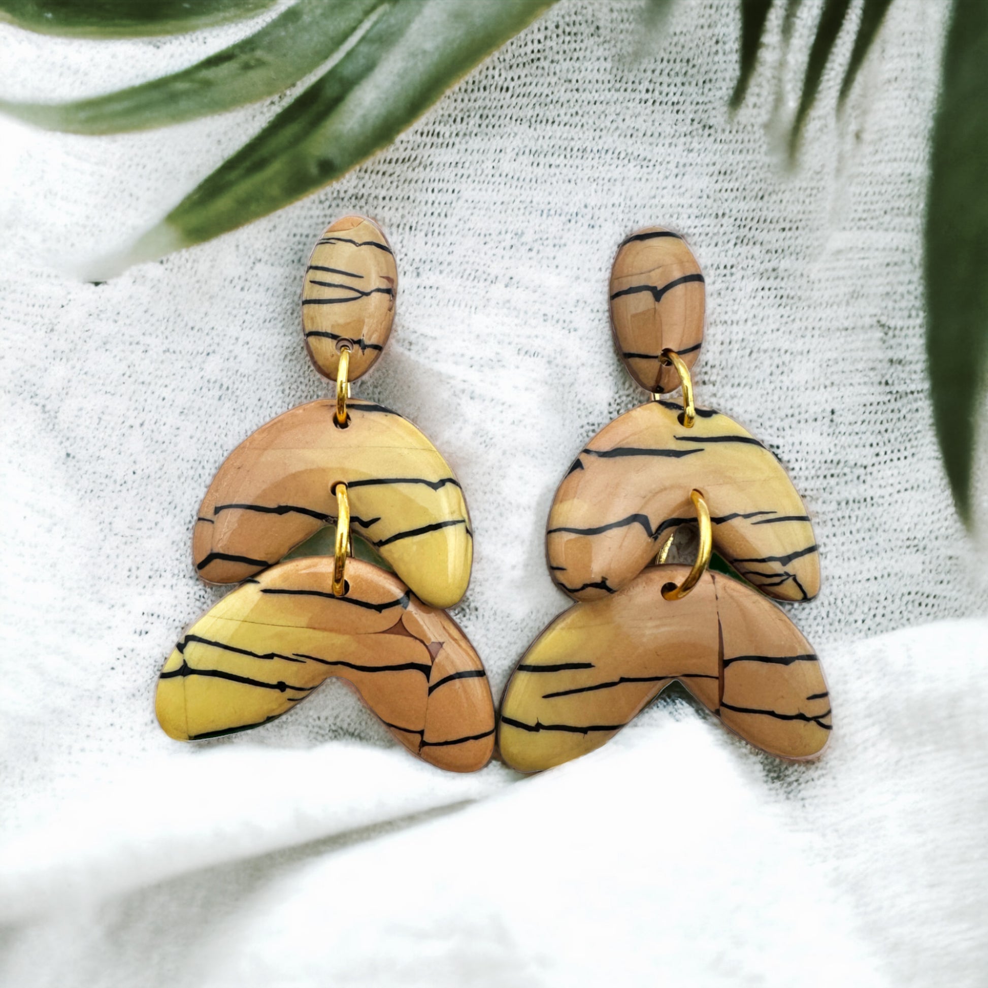 These Pretty Things Bijoux Tiger Collection Large 3 Tier Post Earrings