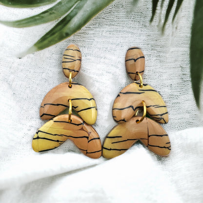 These Pretty Things Bijoux Tiger Collection Large 3 Tier Post Earrings