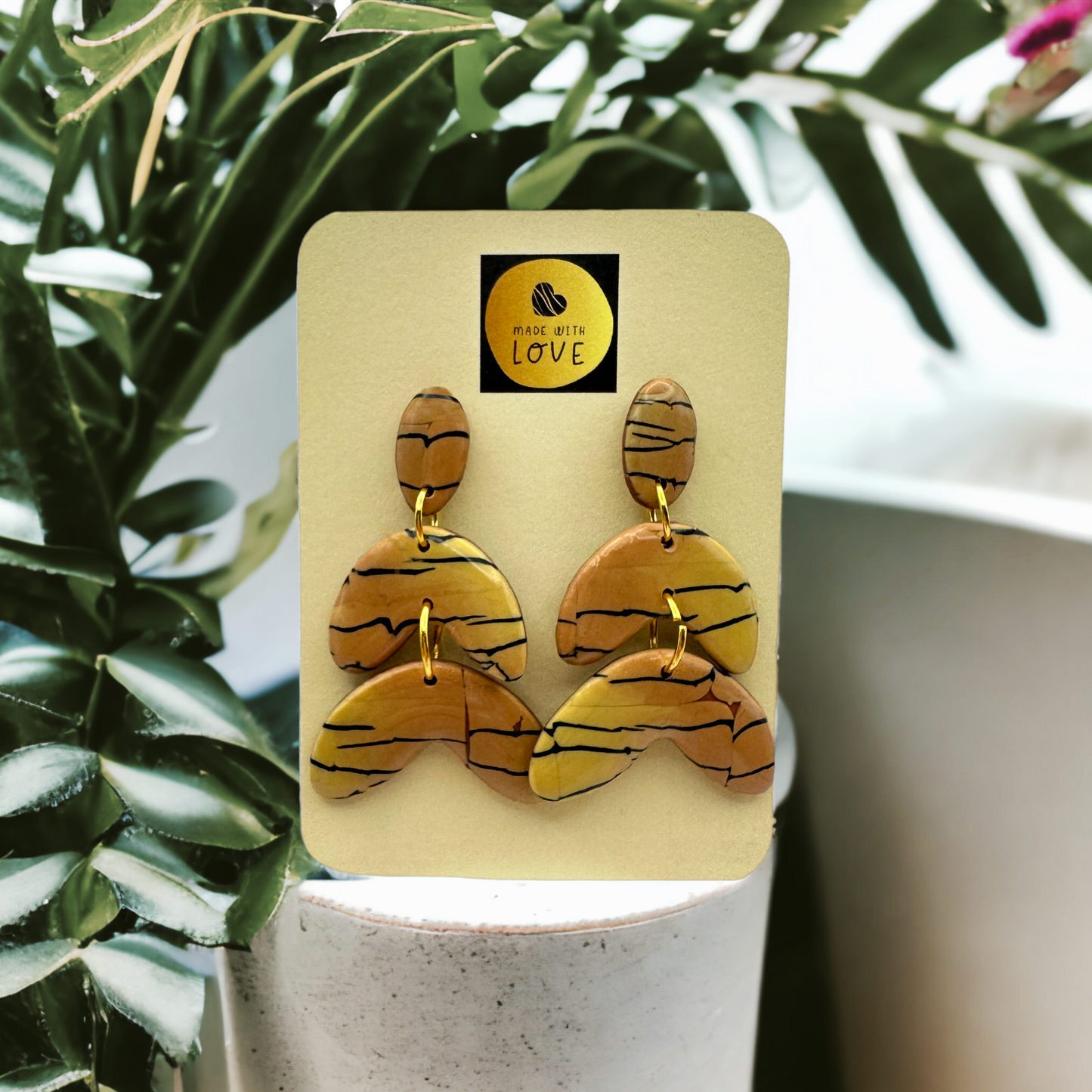 These Pretty Things Bijoux Tiger Collection Large 3 Tier Post Earrings