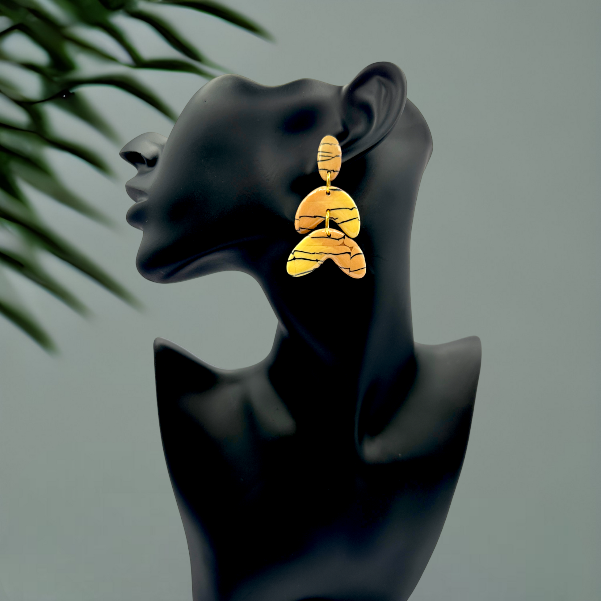 These Pretty Things Bijoux Tiger Collection Large 3 Tier Post Earrings