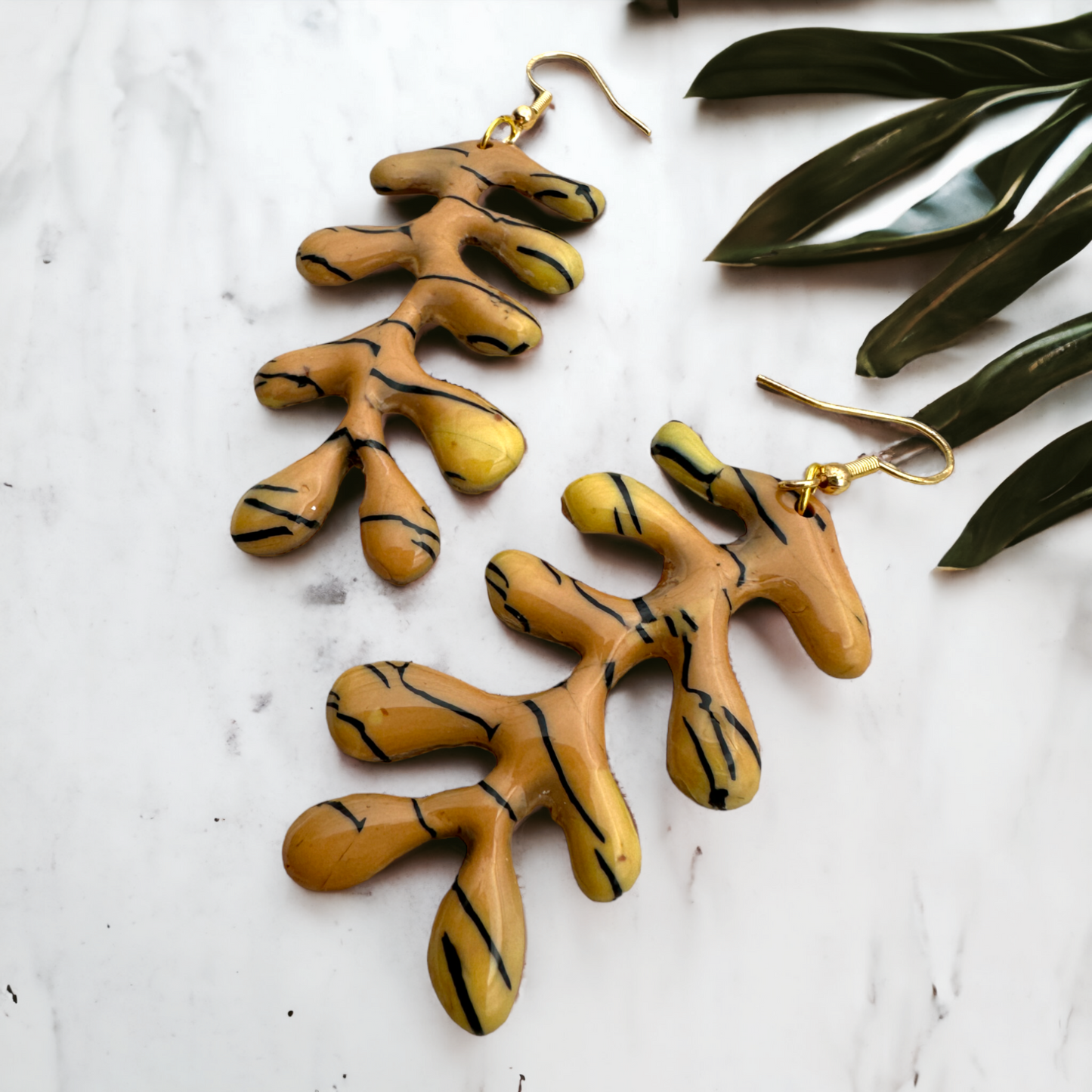 These Pretty Things Bijoux Tiger Collection Large Cascading Waves Hook Earrings