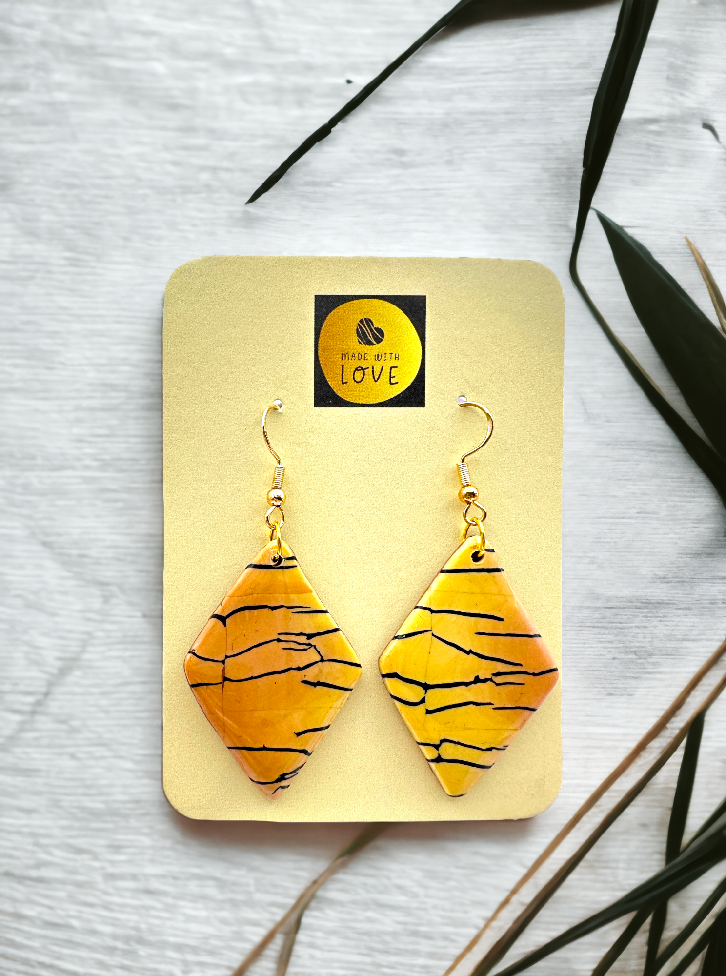 These Pretty Things Bijoux Tiger Collection Large Diamond Hook Earrings