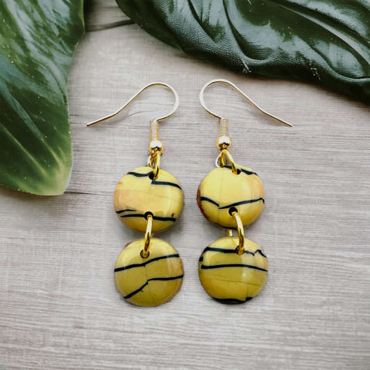 These Pretty Things Bijoux Tiger Collection Medium Double Circle Drop Hook Earrings
