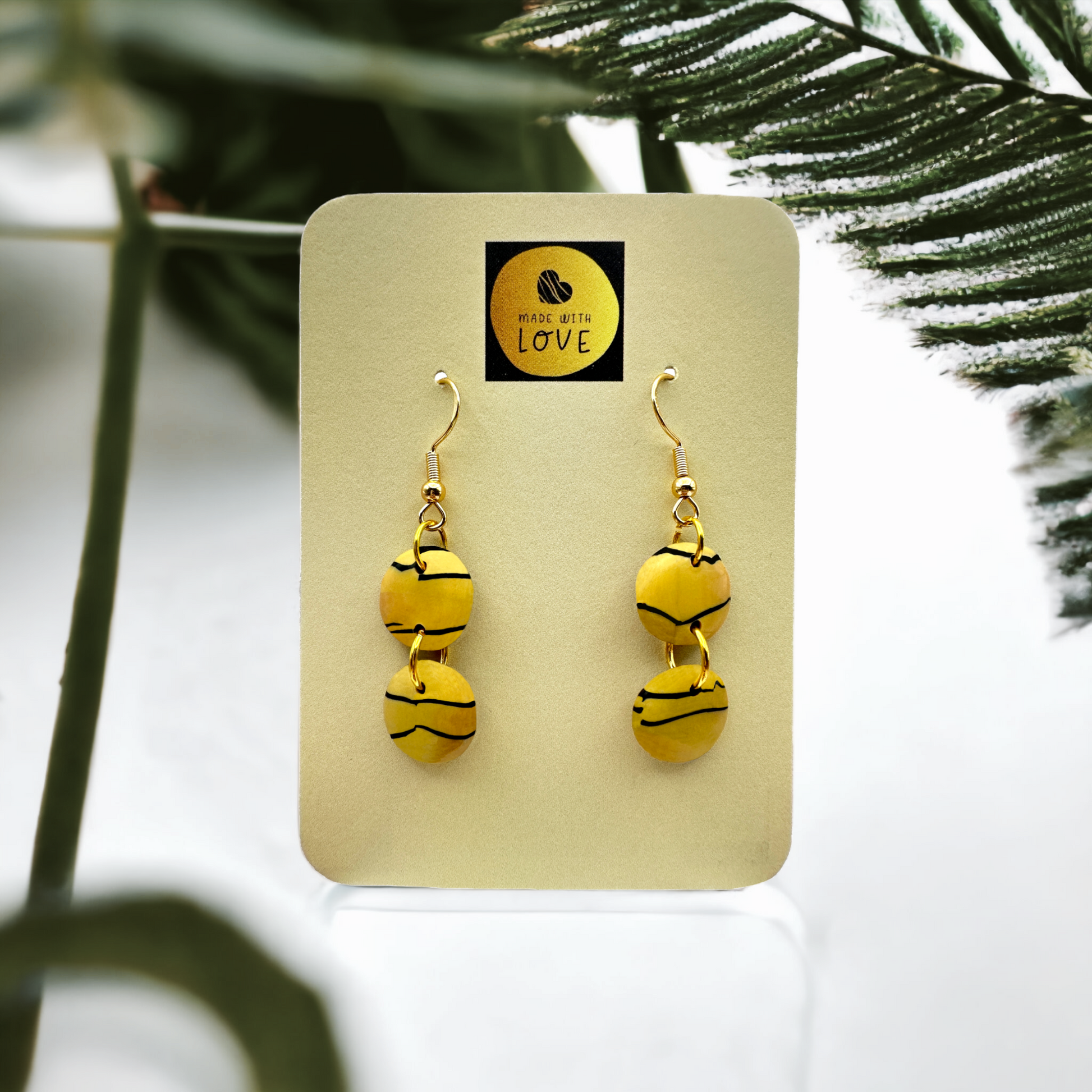 These Pretty Things Bijoux Tiger Collection Medium Double Circle Drop Hook Earrings