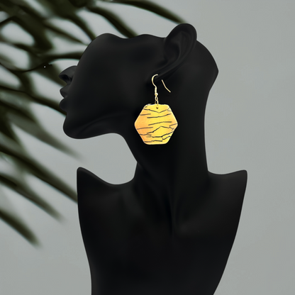 These Pretty Things Bijoux Tiger Collection Large Hexagon Hook Earrings
