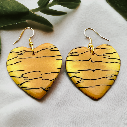 These Pretty Things Bijoux Tiger Collection Large Heart Hook Earrings
