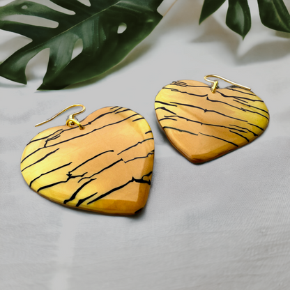 These Pretty Things Bijoux Tiger Collection Large Heart Hook Earrings