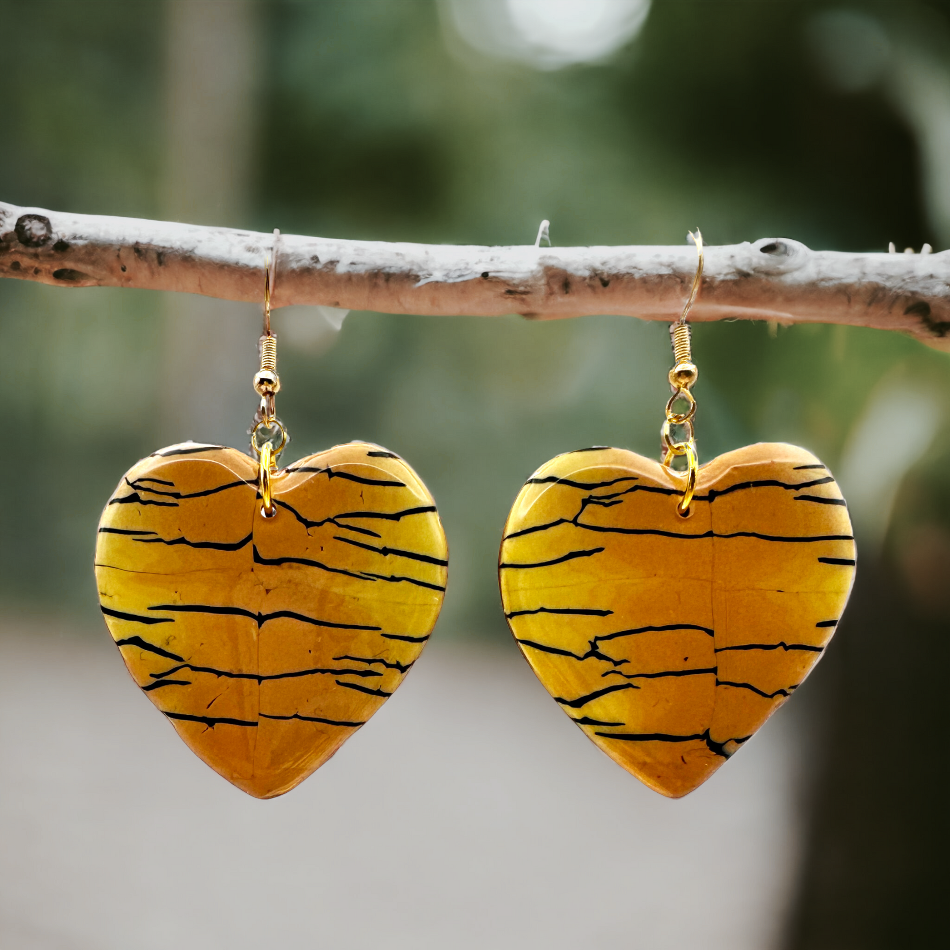 These Pretty Things Bijoux Tiger Collection Large Heart Hook Earrings
