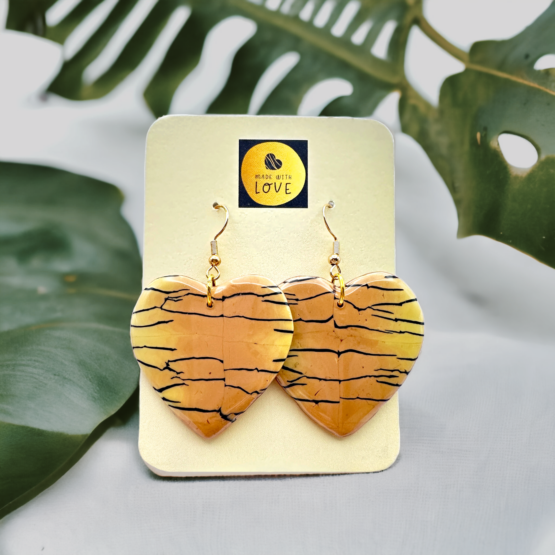 These Pretty Things Bijoux Tiger Collection Large Heart Hook Earrings