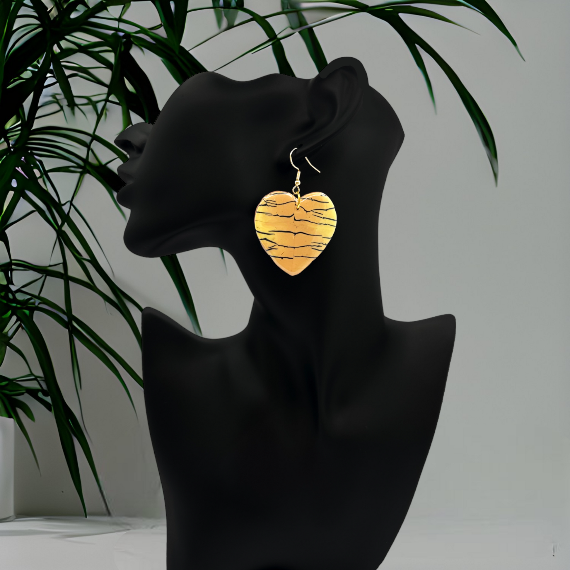 These Pretty Things Bijoux Tiger Collection Large Heart Hook Earrings