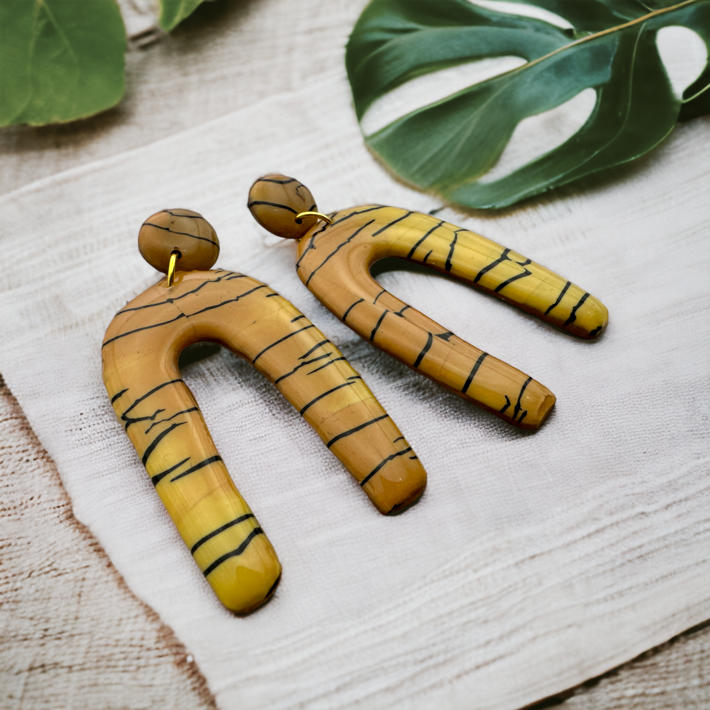 These Pretty Things Bijoux Tiger Collection Extra Large Long Arch Post Earrings