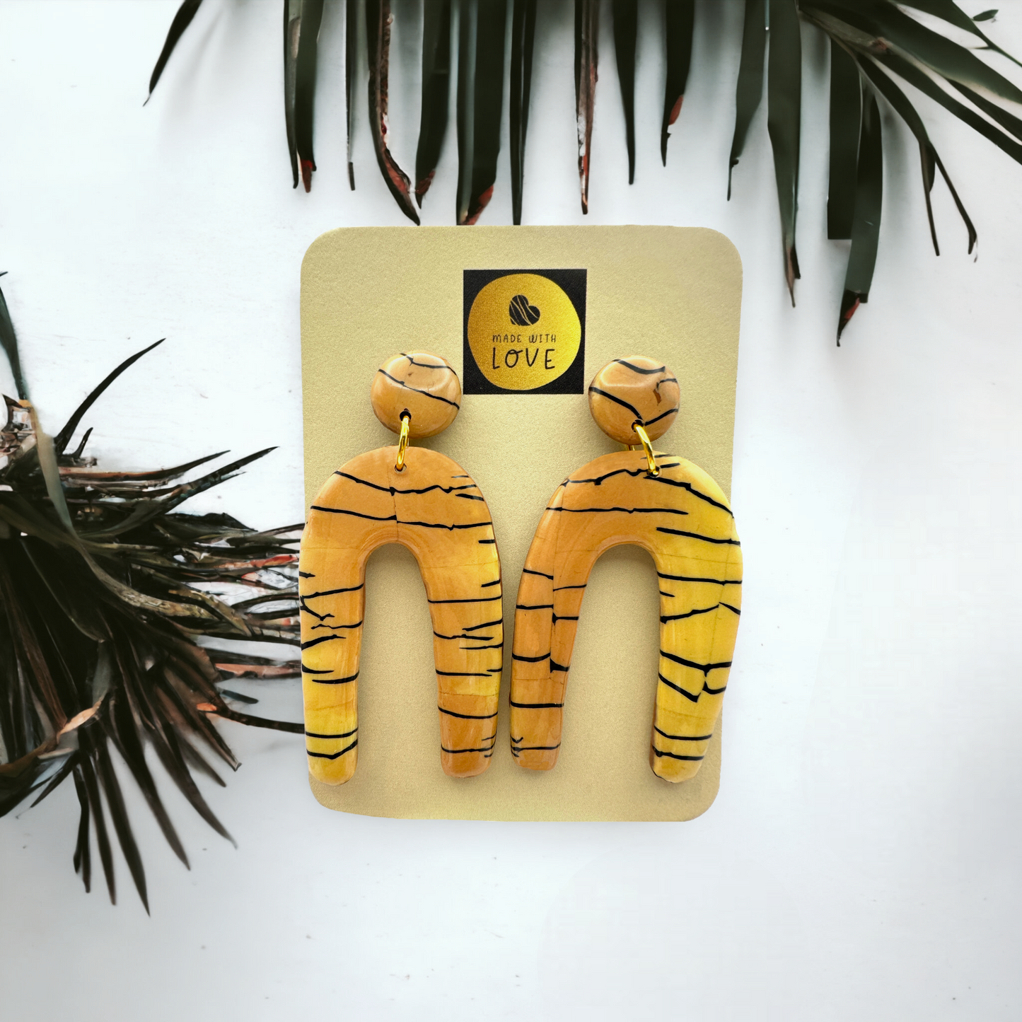 These Pretty Things Bijoux Tiger Collection Extra Large Long Arch Post Earrings