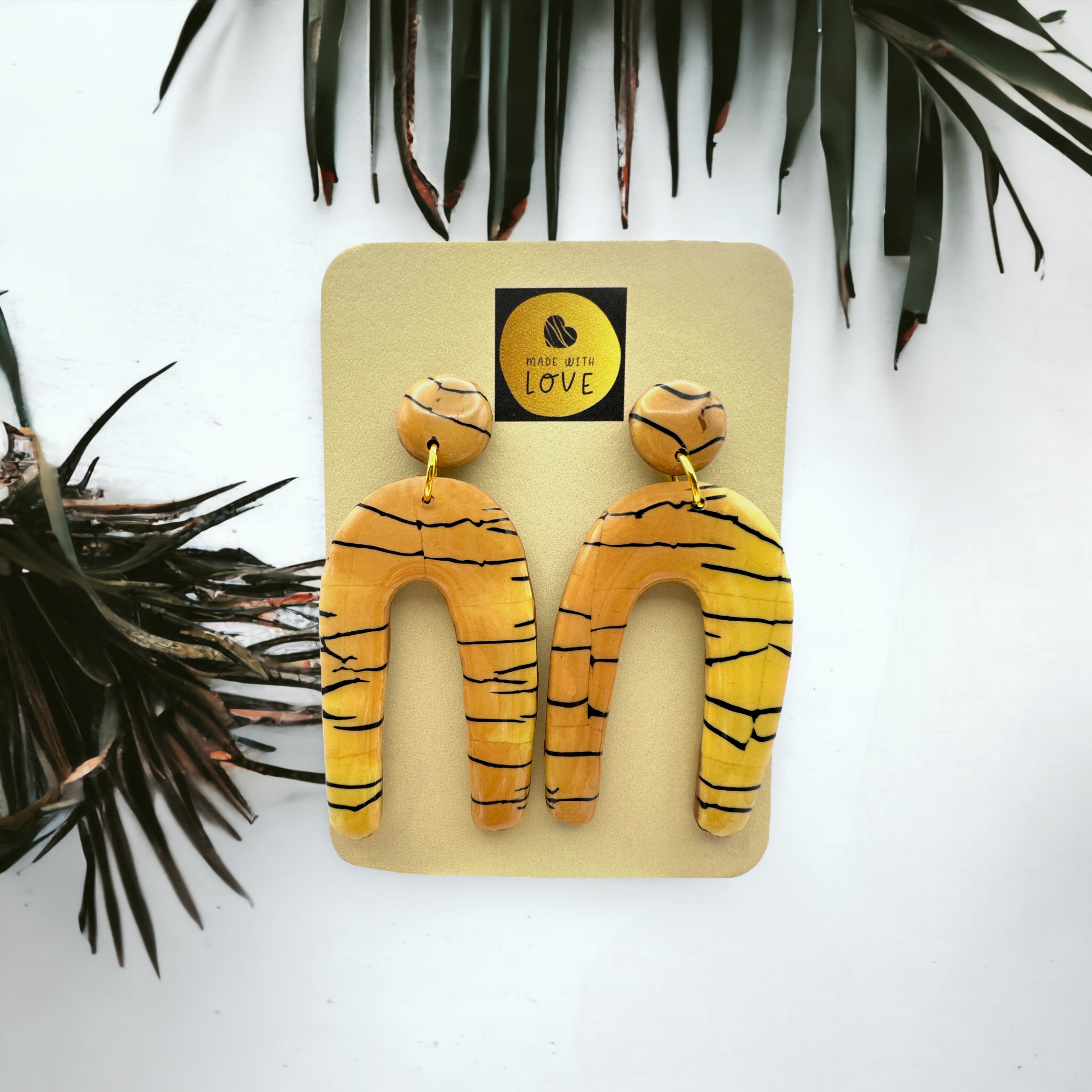 These Pretty Things Bijoux Tiger Collection Extra Large Long Arch Post Earrings