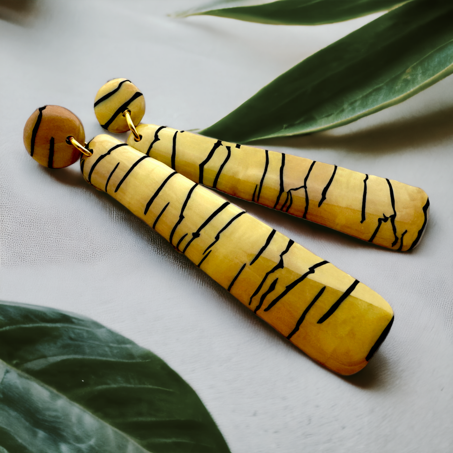 These Pretty Things Bijoux Tiger Collection Large Long Rounded Pencil Post Earrings
