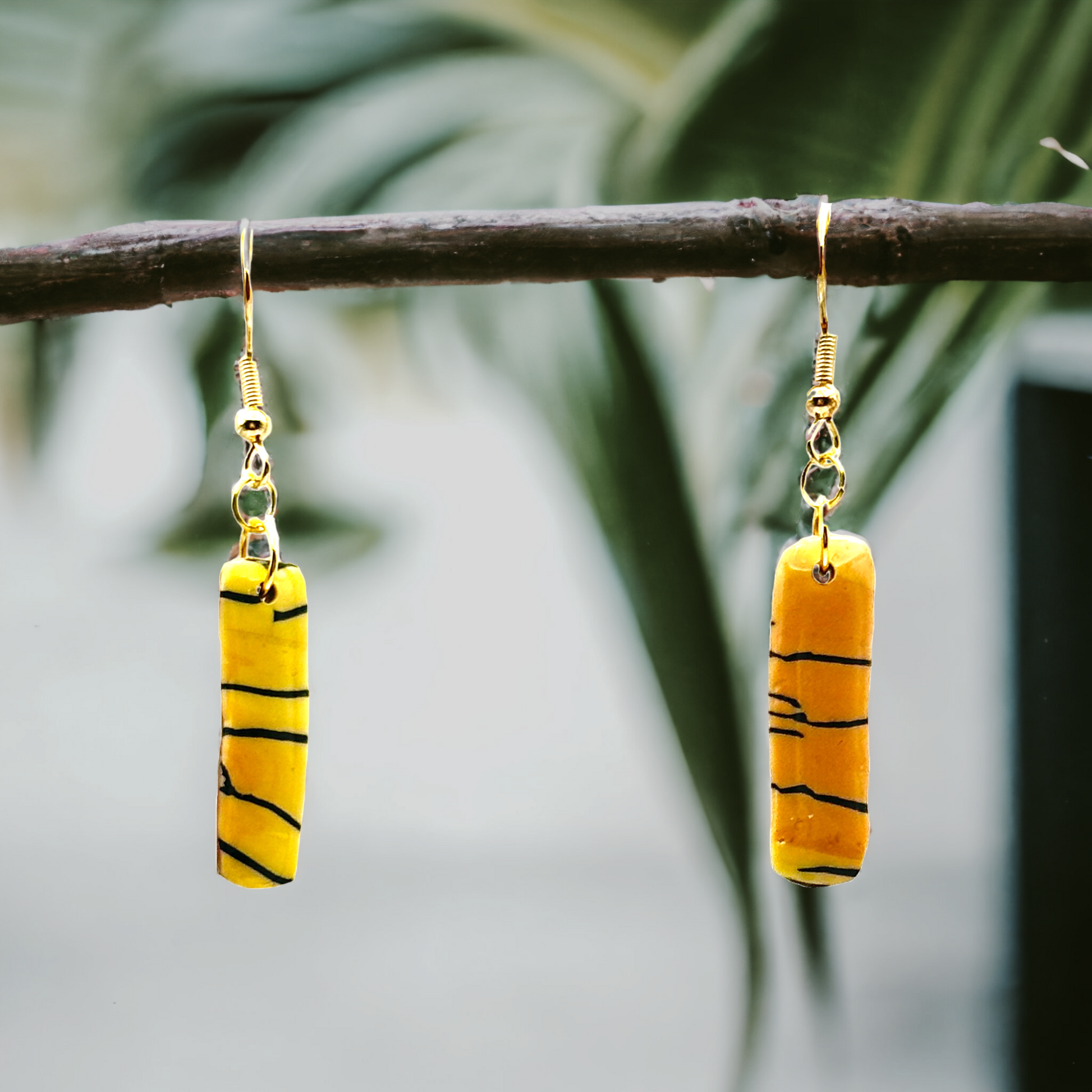 These Pretty Things Bijoux Tiger Collection Smal Oblong Hook Earrings