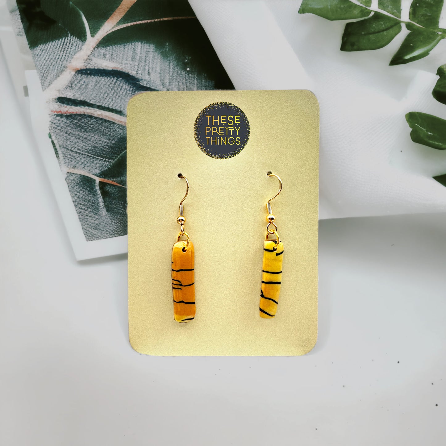 These Pretty Things Bijoux Tiger Collection Smal Oblong Hook Earrings