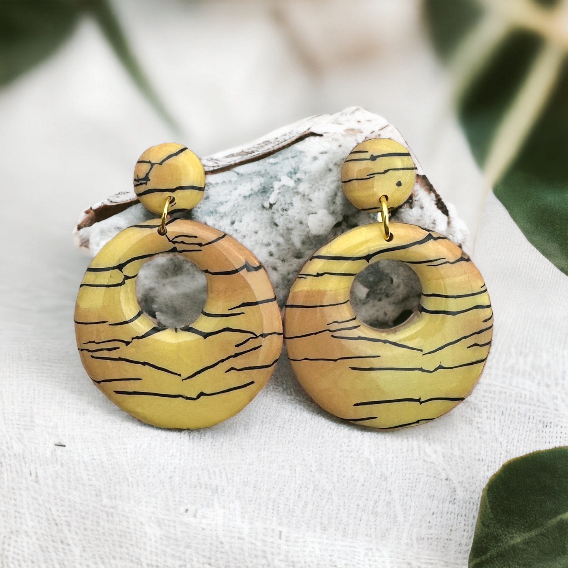These Pretty Things Bijoux Tiger Collection Large Open Circle Post Earrings