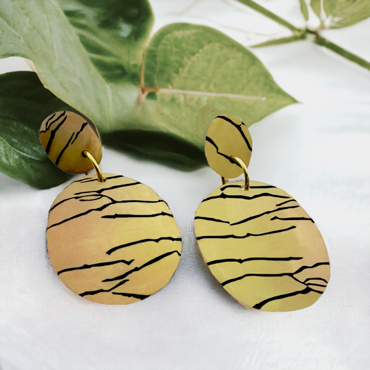 These Pretty Things Bijoux Tiger Collection Large Oval Drop Post Earrings
