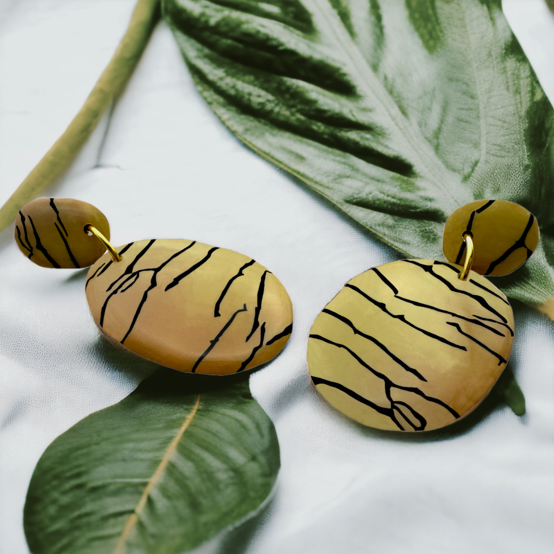 These Pretty Things Bijoux Tiger Collection Large Oval Drop Post Earrings
