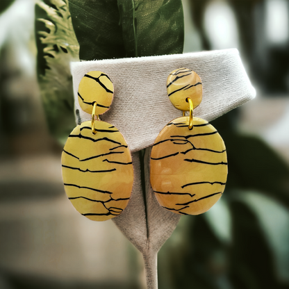 These Pretty Things Bijoux Tiger Collection Large Oval Drop Post Earrings