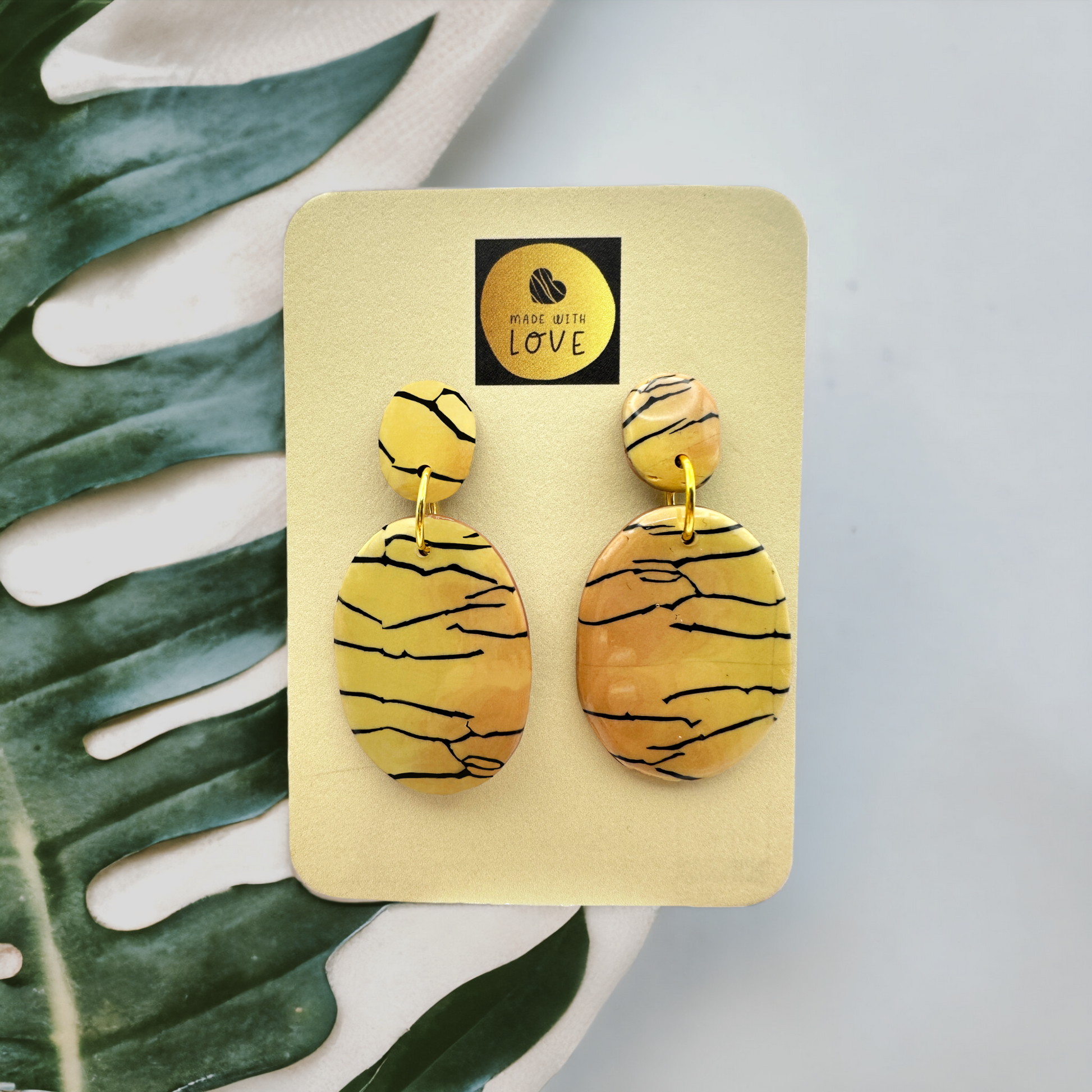 These Pretty Things Bijoux Tiger Collection Large Oval Drop Post Earrings