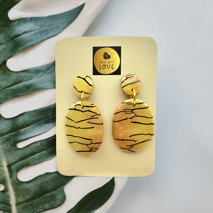 These Pretty Things Bijoux Tiger Collection Large Oval Drop Post Earrings