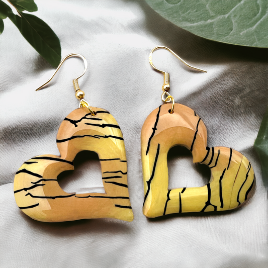 These Pretty Things Bijoux Tiger Collection Large Sleepy Hearts Hook Earrings