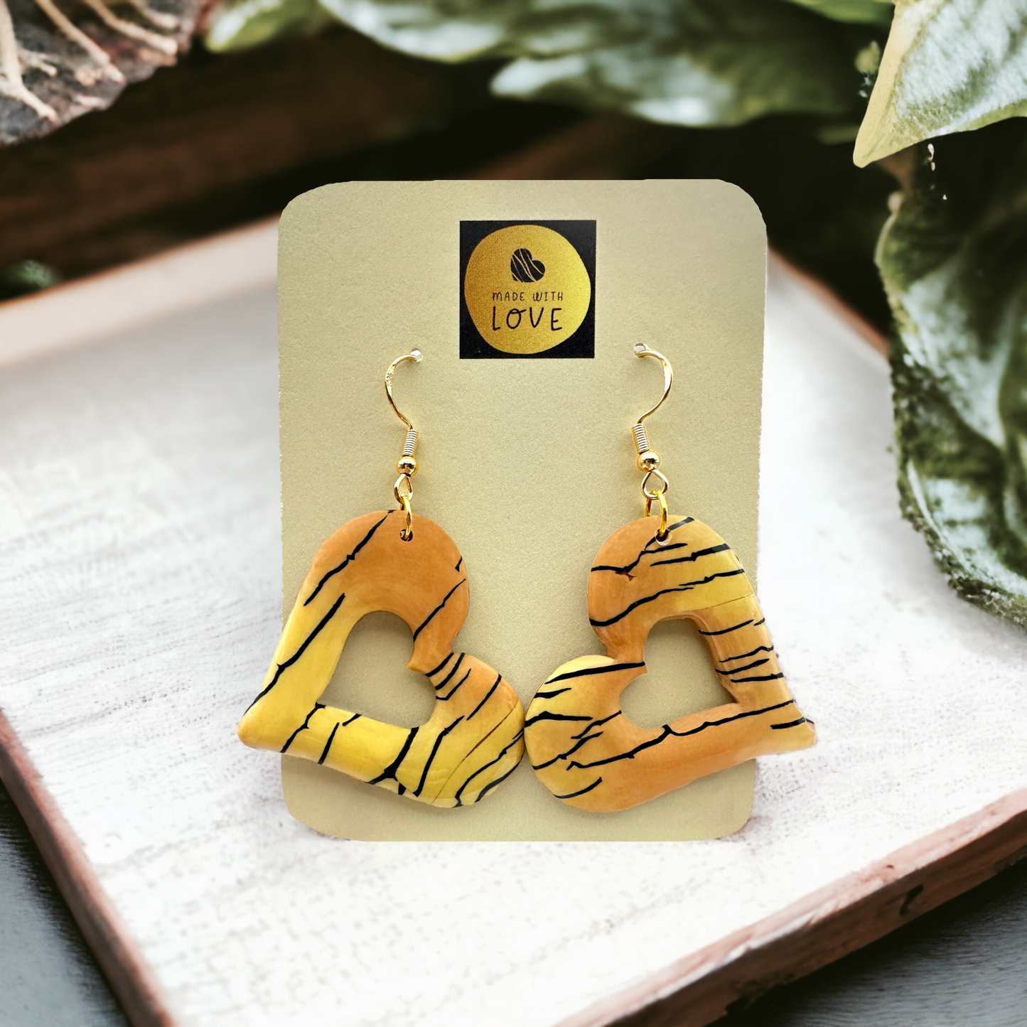 These Pretty Things Bijoux Tiger Collection Large Sleepy Hearts Hook Earrings