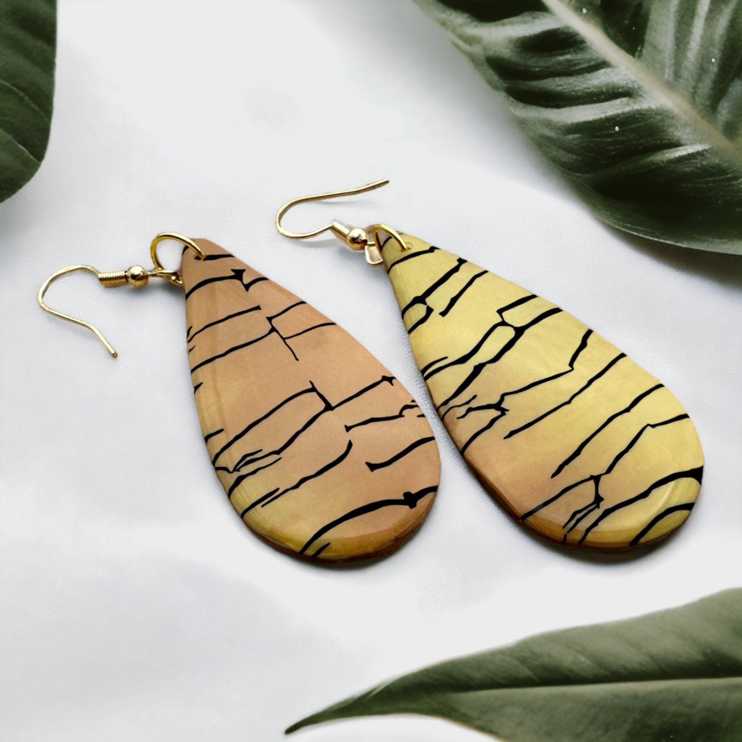 These Pretty Things Bijoux Tiger Collection Large Teardrop Hook Earrings