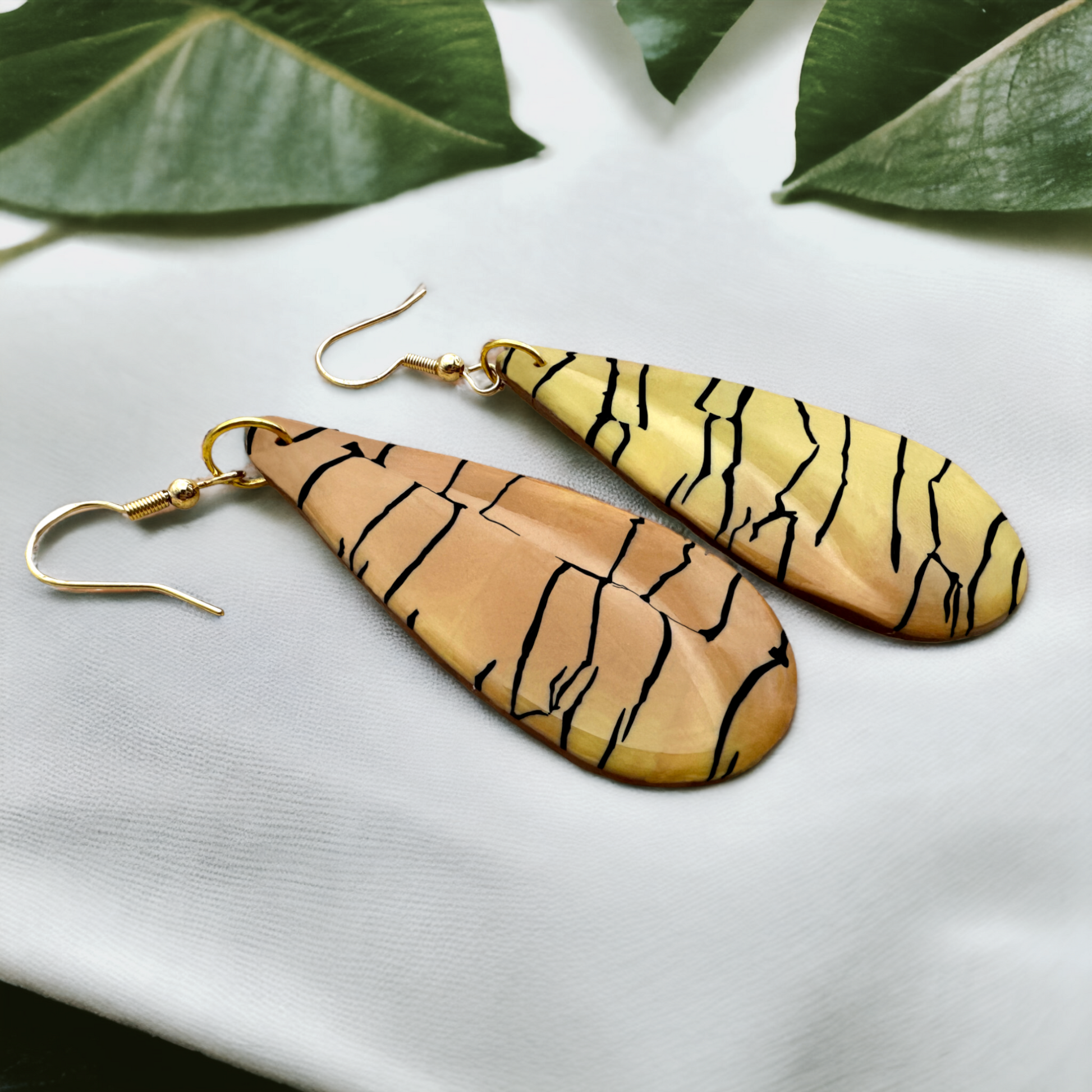 These Pretty Things Bijoux Tiger Collection Large Teardrop Hook Earrings