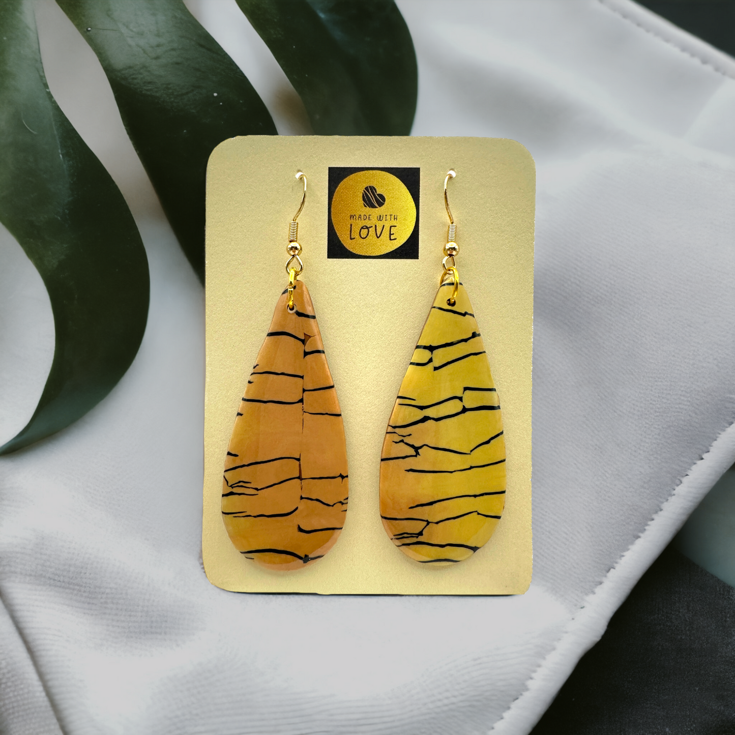 These Pretty Things Bijoux Tiger Collection Large Teardrop Hook Earrings