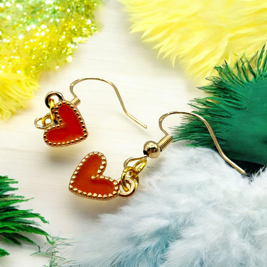 These Pretty Things Charmed Collection Orange Hearts Earrings