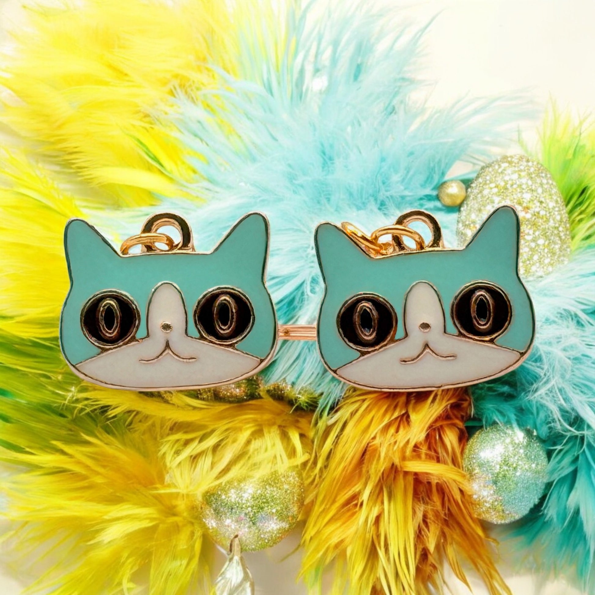 These Pretty Things Charmed Collection Medium Blue Face Cat Hook Earrings
