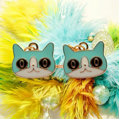 These Pretty Things Charmed Collection Medium Blue Face Cat Hook Earrings