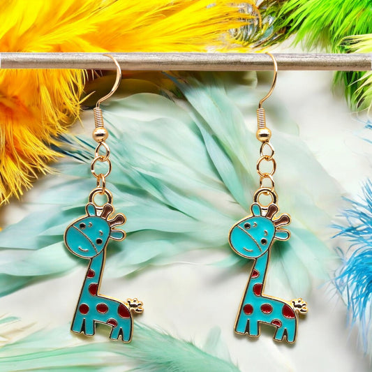 These Pretty Things Charmed Collection Large Blue Giraffe Hook Earrings