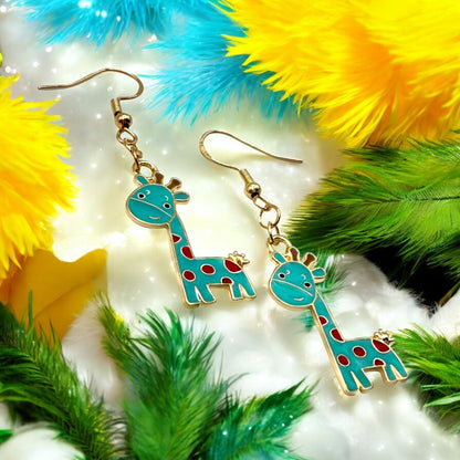 These Pretty Things Charmed Collection Large Blue Giraffe Hook Earrings