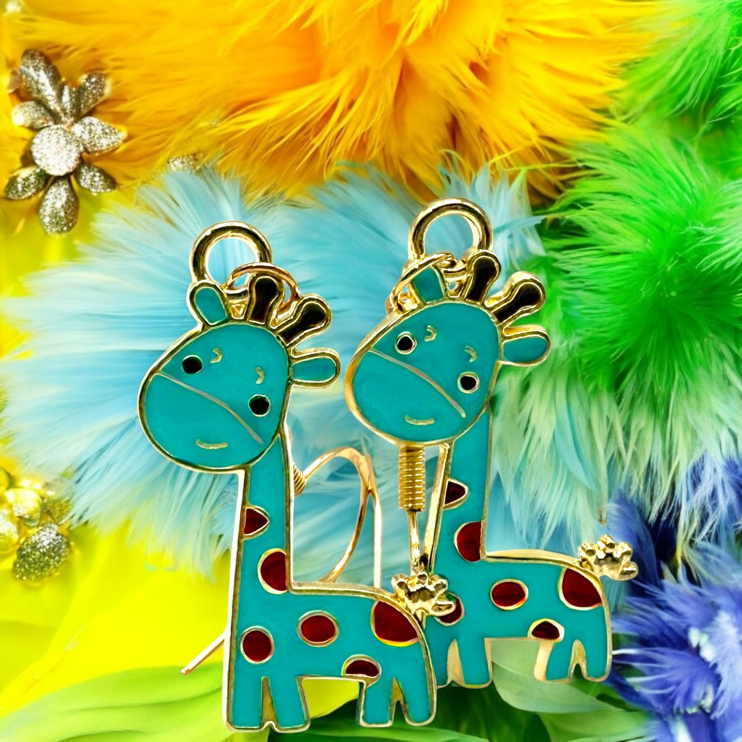 These Pretty Things Charmed Collection Large Blue Giraffe Hook Earrings