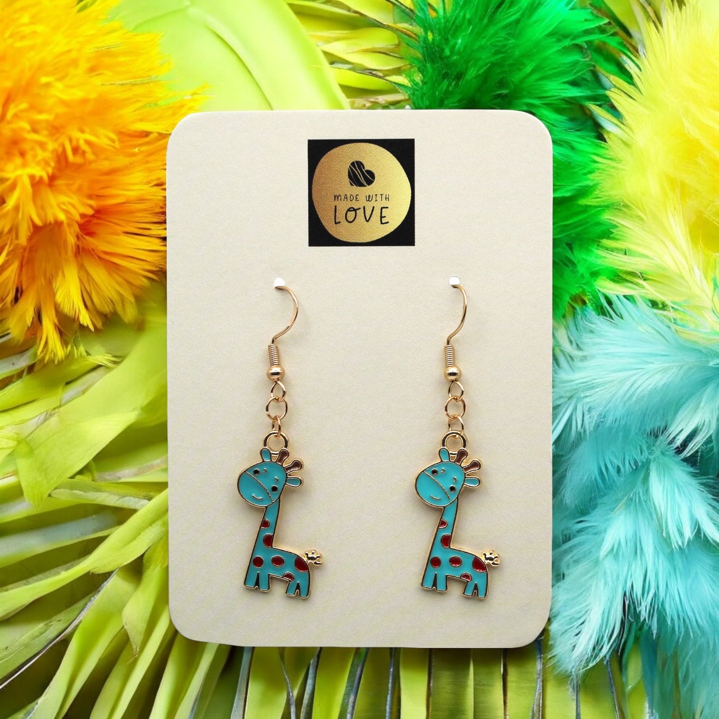 These Pretty Things Charmed Collection Large Blue Giraffe Hook Earrings