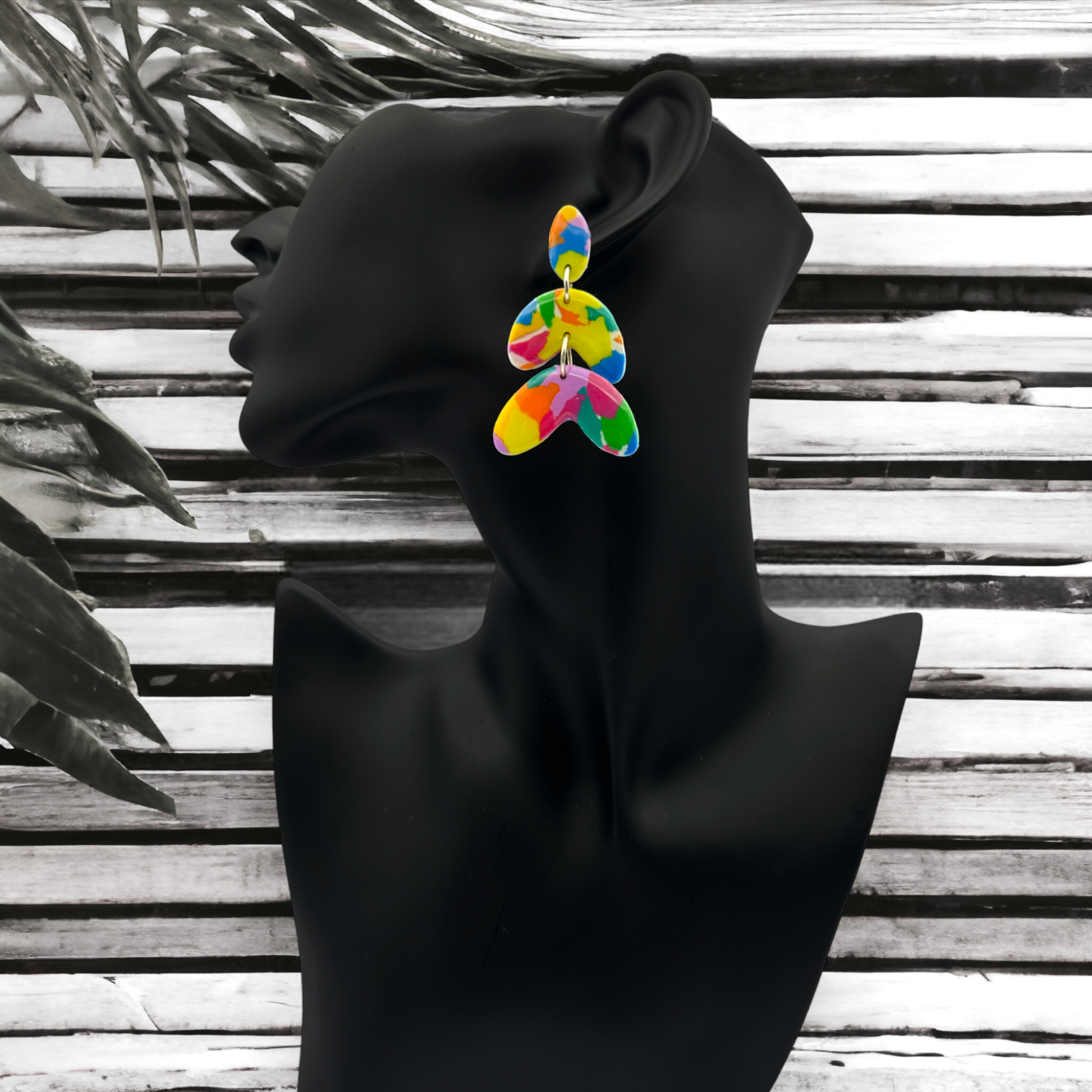 These Pretty Things Club Tropicana Collection Large 3 Tier Drop Post Earrings